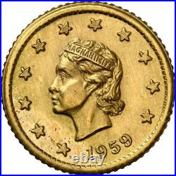 RARE 1959 Nation of Celestial Space, 1 Gold Celeston / NGC MS64/ HR6 Cal Gold