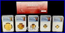 REDUCED 2017 Mexico Gold Proof Libertad 5 Coin Set NGC PF70 Ultra Cameo-COA