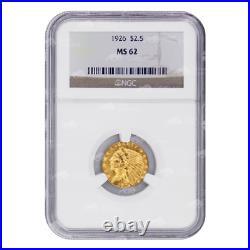 Random Year $2.5 Indian Head Half Eagle MS-62 Gold Coin United States Mint