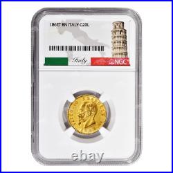 Random Year Italian 20 Lira NGC AU-50 Gold Coin