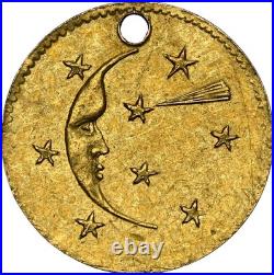 Rare 1881 (1/2) Moon & Shooting Star California Gold / Ngc Unc Hr6