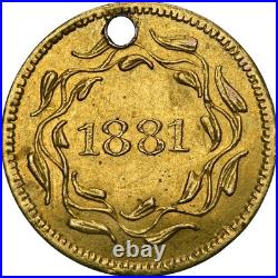 Rare 1881 (1/2) Moon & Shooting Star California Gold / Ngc Unc Hr6