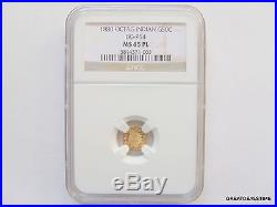 Rare Gold 1880 Octag Indian Head G50c 50c, Ngc Ms65 Pl, Octagonal Coin, 1/2 Dollar