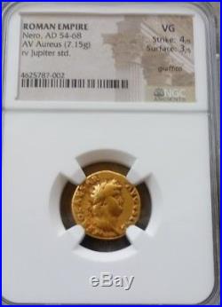 Roman Empire NERO Gold Aureus NGC VG 4/3 Ancient Coin