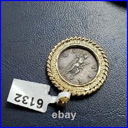 Roman Hadrian AR Denarius Coin 117 138 AD in Aber & Levine Gold Bezel Pendant