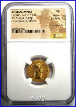 Roman Hadrian Gold AV Aureus Coin 117-138 AD Certified NGC VF (Very Fine)
