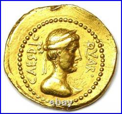 Roman Julius Caesar Gold AV Aureus Coin (44 BC) NGC Choice VF (Certificate)