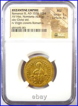 Romanus III AV Gold Nomisma Christ Coin 1028-1034 AD NGC AU 5/5 Strike Romanus III AV Gold Nomisma Christ Coin 1028-1034 AD NGC AU 5/5 Strike