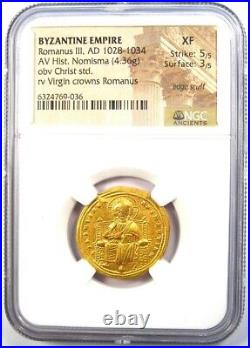 Romanus III AV Gold Nomisma Jesus Christ Coin 1028 AD Certified NGC XF (EF)