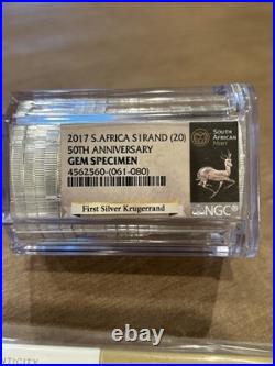 SEALED TUBE NGC GEM SPECIMEN 2017 SILVER KRUGERRAND 50th ANNIVERSARY
