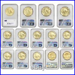 Set of 14 2006-2019 Gold Buffalos NGC MS70 Early Releases ER Business Strikes