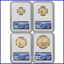 Set of 4 2022 Gold Eagles NGC MS70 First Day of Issue $50 $25 $10 $5 Eagle coins
