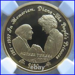 Sierra Leone 1997 Gold $100 Dollars NGC PF-70 Ult. Cameo Diana & Mother Teresa