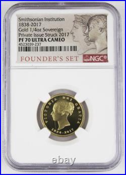 Smithsonian 1838-2017 1/4 Oz Gold Sovereign Proof Private Issue Coin NGC PF70 UC Smithsonian 1838-2017 1/4 Oz Gold Sovereign Proof Private Issue Coin NGC PF70 UC