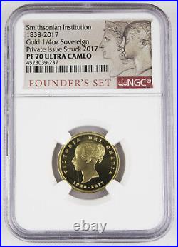 Smithsonian 1838-2017 1/4 Oz Gold Sovereign Proof Private Issue Coin NGC PF70 UC Smithsonian 1838-2017 1/4 Oz Gold Sovereign Proof Private Issue Coin NGC PF70 UC