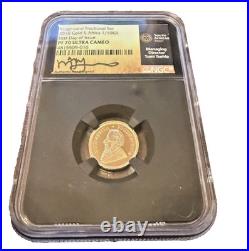 South Africa 2018 1/10 oz Gold Krugerrand NGC PF-70 Ult. Cameo with signature