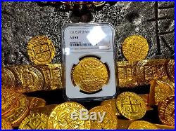 Spain 1717 8 Escudos Ngc 58 Only 1 Known! Pirate Gold Treasure Pirate Coin Fleet