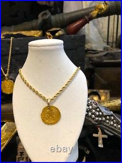 Spain 1 Escudo 1516-56 Jewelry Necklace Pirate Gold Coins Shipwreck Treasure