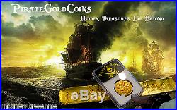 Spain 1 Escudo 1556-80 Gold Cob Doubloon Ngc Unc Dets! Likely Golden Fleece Coin