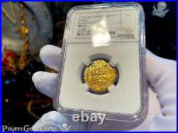 Spain 1 Escudo Ngc 61 Seville Pirate Gold Coins 1516-56 Shipwreck Treasure Cob