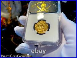 Spain 1 Escudo Ngc 61 Seville Pirate Gold Coins 1516-56 Shipwreck Treasure Cob