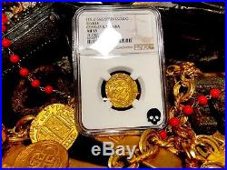 Spain 1 Escudos 1516-56 Ngc 55 Pirate Gold Coins Treasure Cob Jewelry Necklace