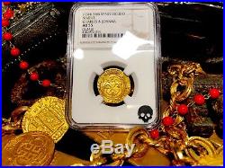 Spain 1 Escudos 1516-56 Ngc 55 Pirate Gold Coins Treasure Cob Jewelry Necklace