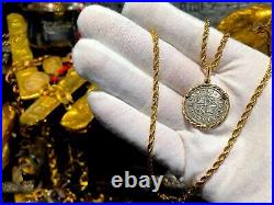Spain 1 Real 1735 14kt Bezel Pirate Gold Coins Treasure Jewelry Necklace Pendant
