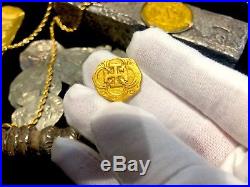 Spain 2 Escudos 1556-98 Full Cross Raw Pirate Gold Coins Treasure Doubloon Cob