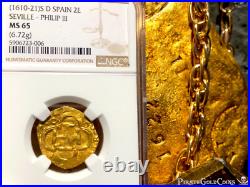 Spain 2 Escudos 1615 Atocha Era Ngc 65! Pirate Gold Coins Treasure Shipwreck