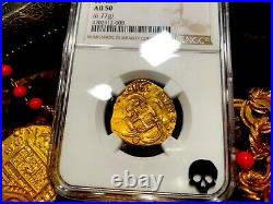 Spain 2 Escudos 1617 Dated Ngc 50 Atocha Era Pirate Gold Coins Treasure Loot
