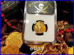 Spain 2 Escudos 1617 Dated Ngc 50 Atocha Era Pirate Gold Coins Treasure Loot