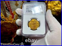 Spain 2 Escudos Ngc 61 Pirate Gold Coins 1556-98 Treasure Doubloon Cob Philip II