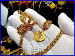 Spain 2 Escudos Pendant Necklace Jewelry 1556-98 Pirate Gold Coins Shipwreck