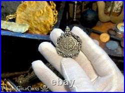 Spain 2 Reales 1700-46 Skull And Bones Pirate Gold Coins Jewelry Necklace