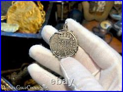 Spain 2 Reales 1700-46 Skull And Bones Pirate Gold Coins Jewelry Necklace