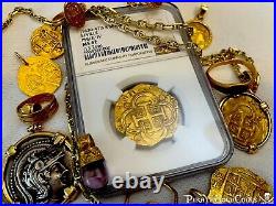 Spain 4 Escudos Jewelry Atocha Era 1621 Ngc62 Pendant Pirate Gold Coins Treasure