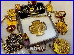 Spain 4 Escudos Jewelry Atocha Era 1630-47 Ngc 62 Pirate Gold Coins Treasure Cob