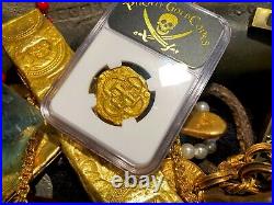 Spain 4 Escudos Ngc 61 1621-65 Atocha Era Brute Pirate Gold Coins Treasure