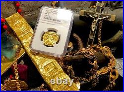 Spain 4 Escudos Ngc 61 1621-65 Atocha Era Brute Pirate Gold Coins Treasure