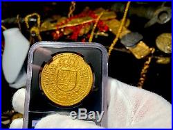 Spain 8 Escudos Ngc Gold Pendant Jewelry Fleet Era Treasure Pirate Gold Coins