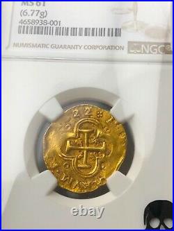 Spain Atocha Date 1622 2 Escudos Ngc 61 Gold Treasure Doubloon Shipwreck Coin