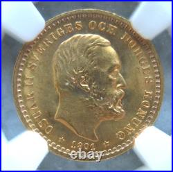 Sweden 1901-EB Gold 5 Kronor NGC MS-64