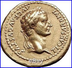 TIBERIUS 18-35AD Gold AV Aureus Authentic Ancient Roman Coin Livia SUPERB NGC XF