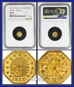 TOP POP! 1852 California Fractional Gold #4c / MS68 NGC / POP 5 HR7 FINEST KNOWN