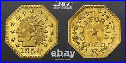 TOP POP! 1852 California Fractional Gold #4c / MS68 NGC / POP 5 HR7 FINEST KNOWN