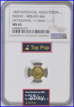 TOP POP! 1859 CALIFORNIA GOLD, INDIAN #4b / MS65 NGC / HR6 / GOLD RUSH