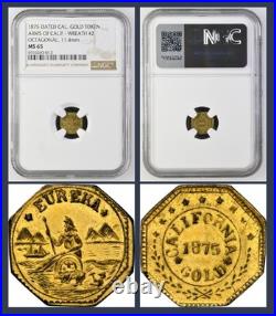 TOP POP! 1875 California Gold, Arms of Calif / NGC MS65 FINEST KNOWN! POP 3 R-8