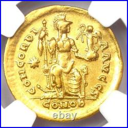 Theodosius II AV Solidus Gold Coin 402-450 AD Certified NGC VF Rare Coin