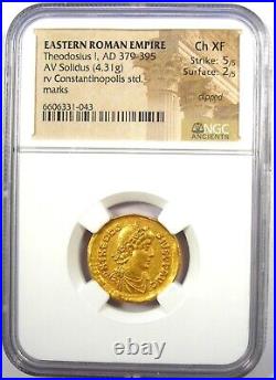 Theodosius I AV Solidus Gold Roman Coin 379-395 AD Certified NGC Choice XF